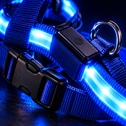 GlowPaw LED Dog Harness – Blue Light-Up Night Walk Harness