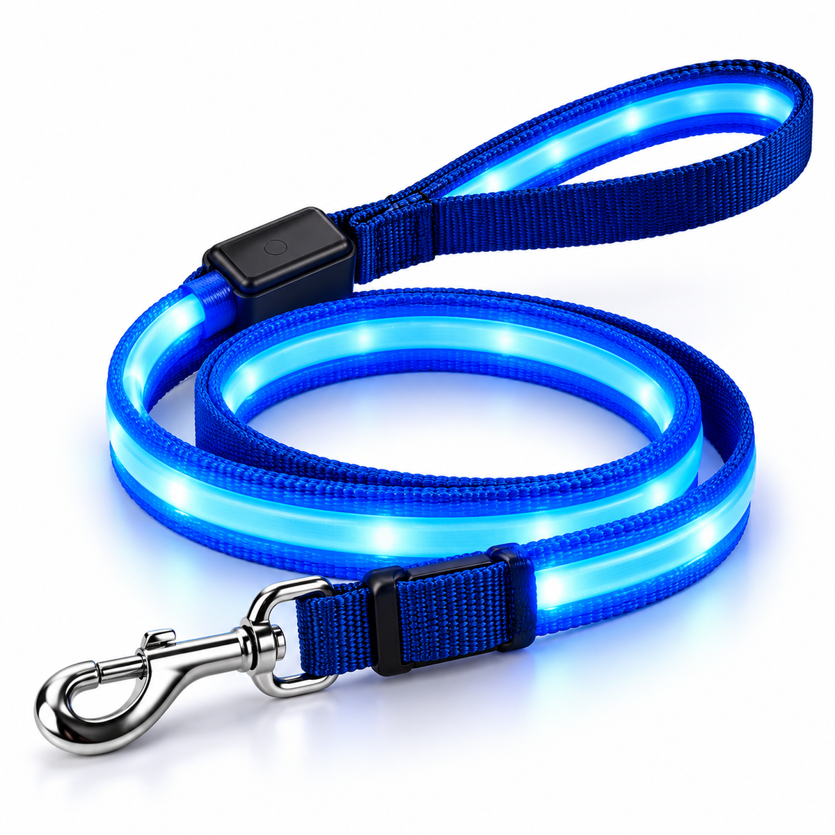 GlowPaw LED Dog Leash – Blue Light-Up Night Walk Leash